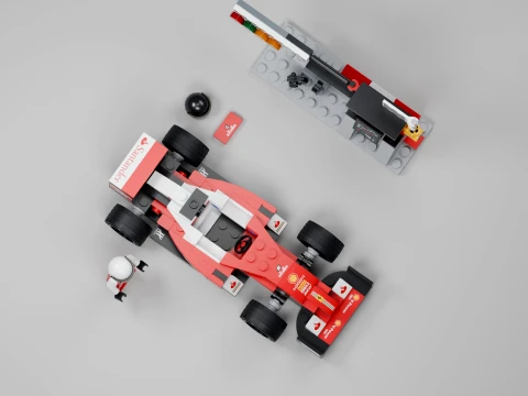 LEGO Ferrari SF16-H 75879 Car Driver and Pit Wall 3D Model