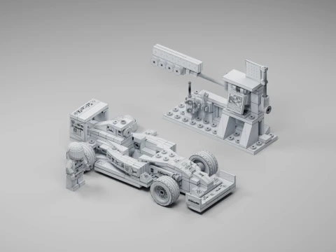 LEGO Ferrari SF16-H 75879 Car Driver and Pit Wall 3D Model