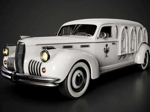 Retro Hearse Car - Game Ready 3D Model