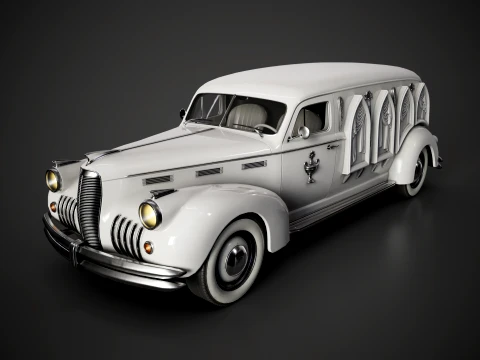 Retro Hearse Car - Game Ready 3D Model