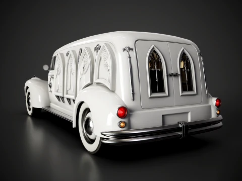 Retro Hearse Car - Game Ready 3D Model