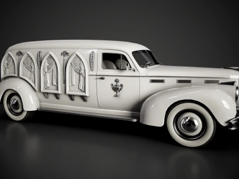 Retro Hearse Car - Game Ready 3D Model