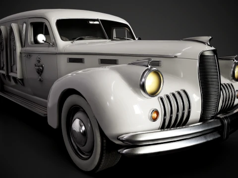 Retro Hearse Car - Game Ready 3D Model