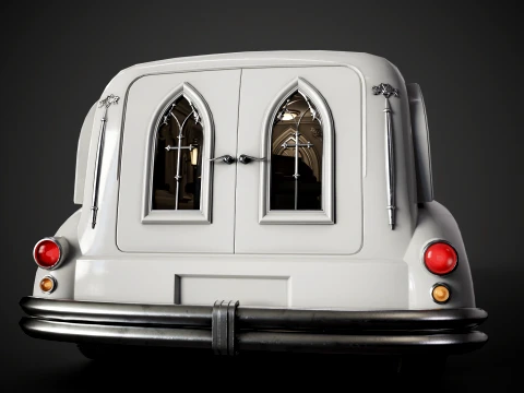 Retro Hearse Car - Game Ready 3D Model