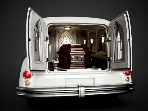 Retro Hearse Car - Game Ready 3D Model