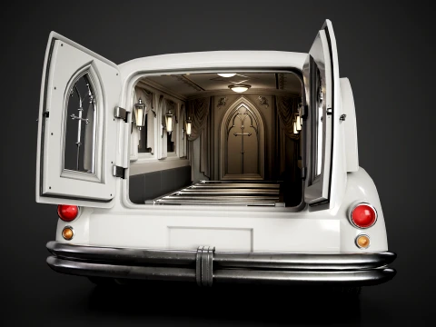 Retro Hearse Car - Game Ready 3D Model