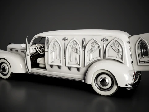 Retro Hearse Car - Game Ready 3D Model