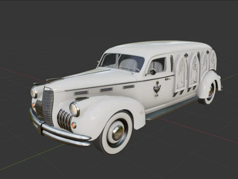 Retro Hearse Car - Game Ready 3D Model