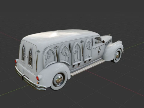 Retro Hearse Car - Game Ready 3D Model