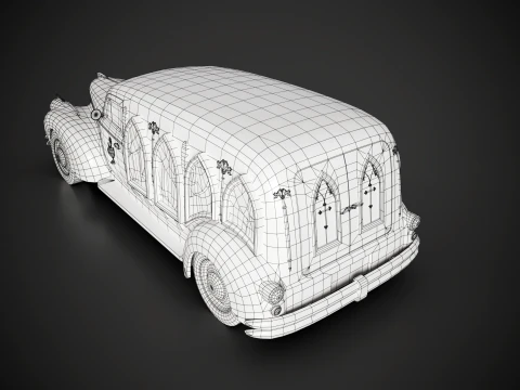Retro Hearse Car - Game Ready 3D Model
