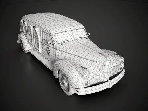 Retro Hearse Car - Game Ready 3D Model