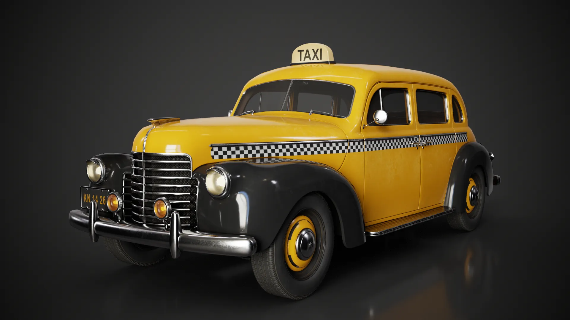 Retro Taxi Car - Game Ready 3D Model .c4d .max .obj .3ds .fbx .stl .blend