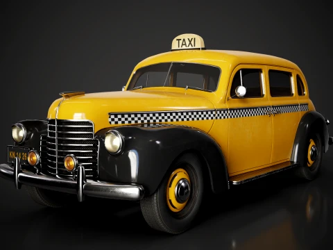 Retro Taxi Car - Game Ready 3D Model