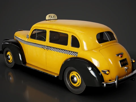 Retro Taxi Car - Game Ready 3D Model