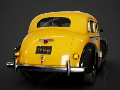 Retro Taxi Car - Game Ready 3D Model