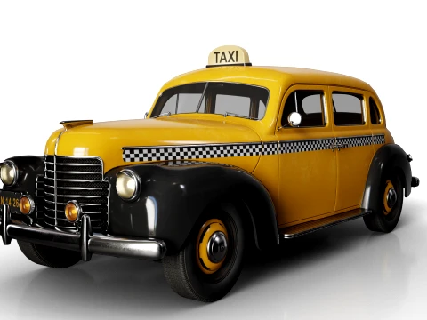 Retro Taxi Car - Game Ready 3D Model
