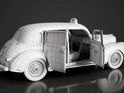Retro Taxi Car - Game Ready 3D Model
