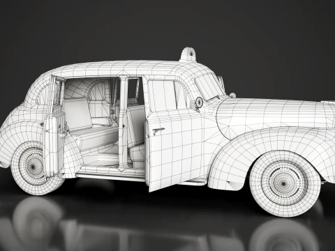 Retro Taxi Car - Game Ready 3D Model