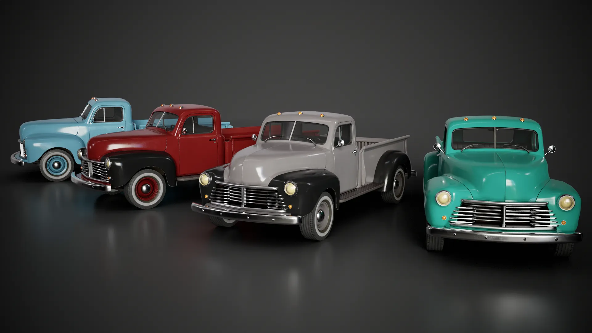 Retro Pickup Truck - Game Ready 3D Model .c4d .max .obj .3ds .fbx .stl .blend 
