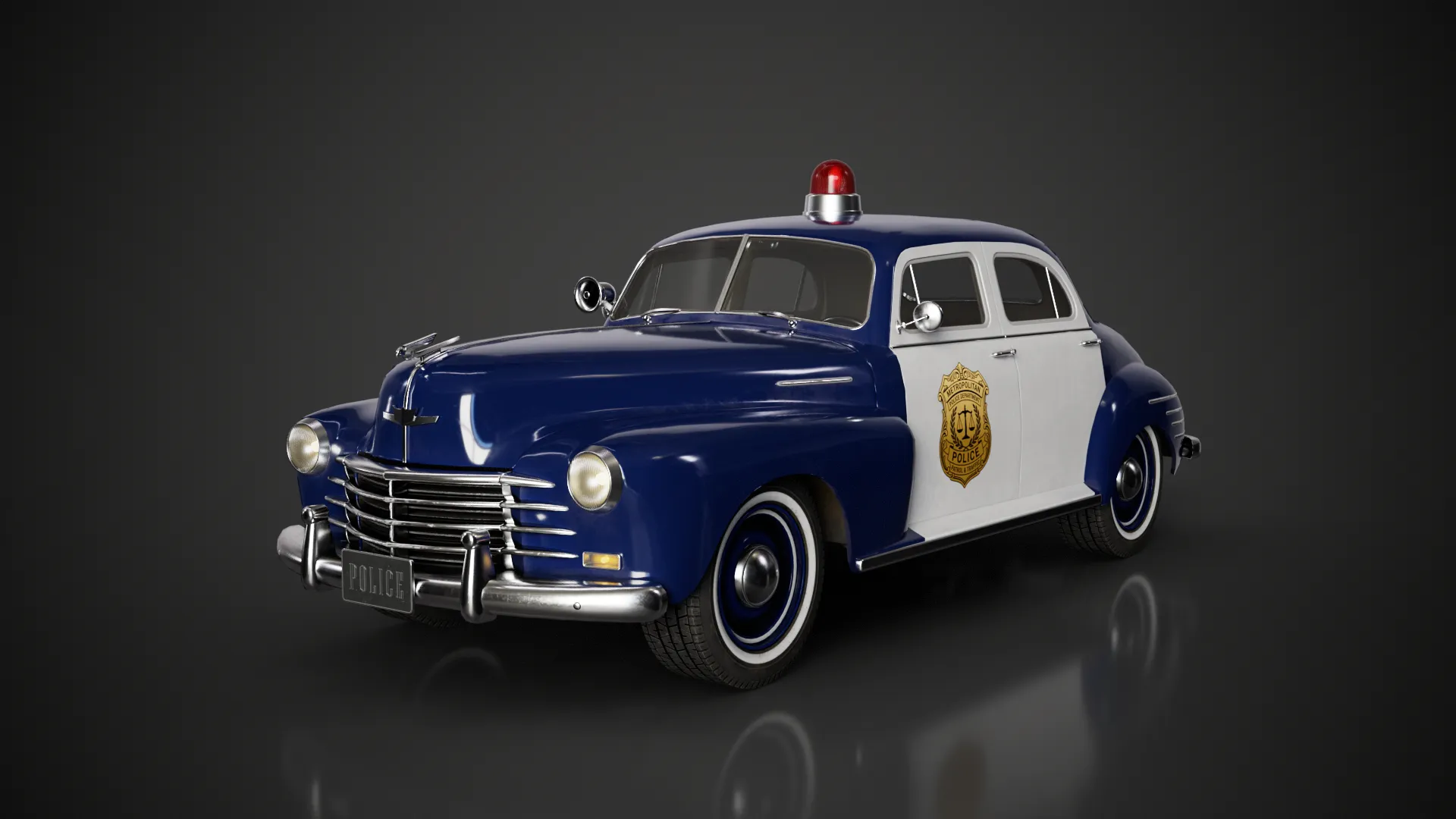 Retro Police Car - Game Ready 3D Model .c4d .max .obj .3ds .fbx .stl .blend 