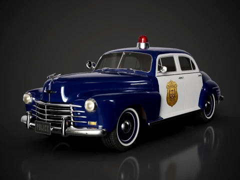 Retro Police Car - Game Ready 3D Model