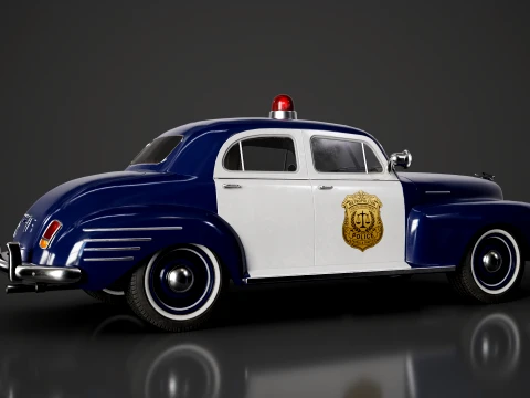 Retro Police Car - Game Ready 3D Model
