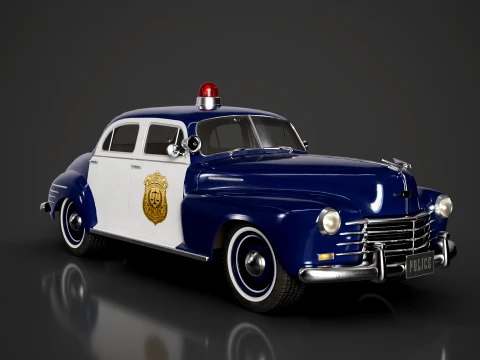Retro Police Car - Game Ready 3D Model