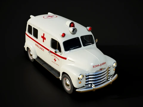 Retro Ambulance Car - Game Ready 3D Model