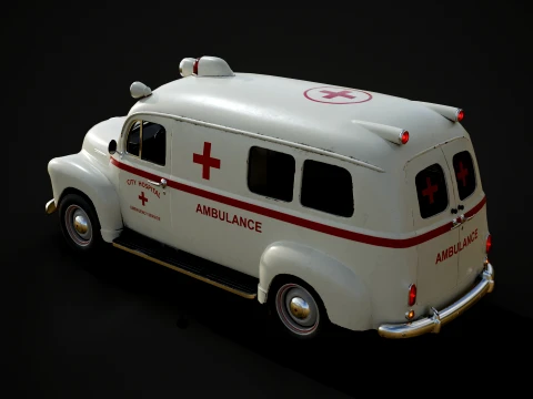 Retro Ambulance Car - Game Ready 3D Model