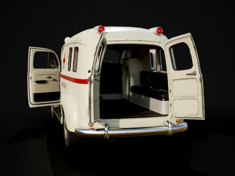 Retro Ambulance Car - Game Ready 3D Model