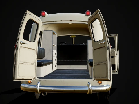 Retro Ambulance Car - Game Ready 3D Model