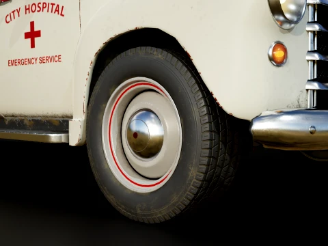 Retro Ambulance Car - Game Ready 3D Model