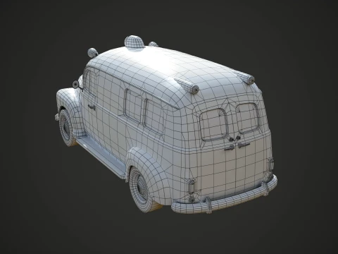 Retro Ambulance Car - Game Ready 3D Model