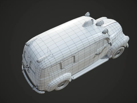 Retro Ambulance Car - Game Ready 3D Model