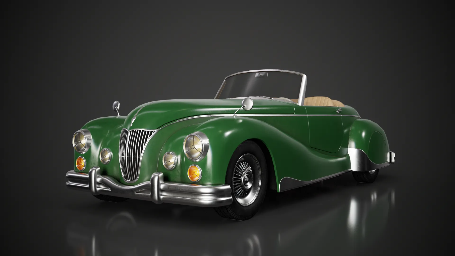 Retro Roadster Car - Game Ready 3D Model .c4d .max .obj .3ds .fbx .stl .blend 