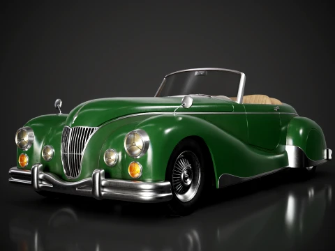 Retro Roadster Car - Game Ready 3D Model