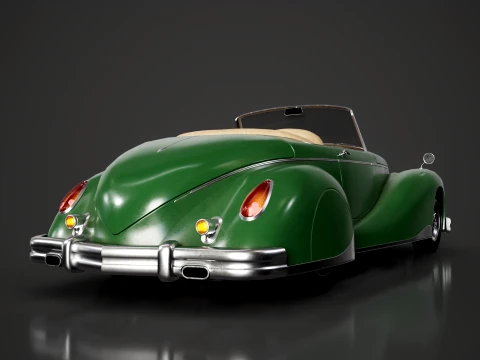 Retro Roadster Car - Game Ready 3D Model
