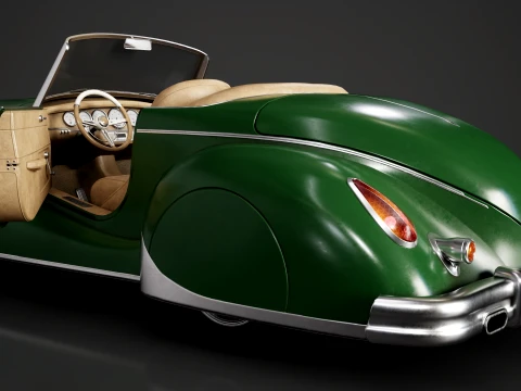 Retro Roadster Car - Game Ready 3D Model