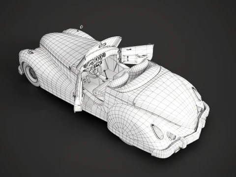 Retro Roadster Car - Game Ready 3D Model