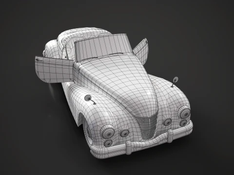 Retro Roadster Car - Game Ready 3D Model