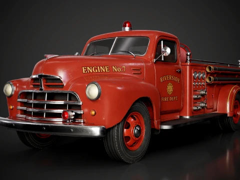 Retro Fire Truck - Game Ready 3D Model